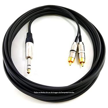 Imagem de Cabo de Áudio Blindado Y P10 Estéreo RCA Macho Duplo Profissional 5 Metros