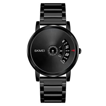 Imagem de SKMEI Relógio de pulso para homens, relógios analógicos de luxo para homens, relógio de pulso exclusivo social masculino com pulseira de aço inoxidável, Arma preta, 1.81**1.54*0.35inches, Clássico