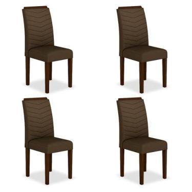 Imagem de Kit 4 Cadeiras Estofadas Lisboa Wood Imbuia/Marrom - Moveis Arapongas