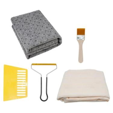 Imagem de YIJU 5 pçs pano tufos grosso tecido de apoio tapete fazendo suprimentos bordado pano tapeçaria tapete fazendo pano de apoio final, 1x1.8m e 1x1.8m