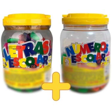 Imagem de Kit Pote de Letras 156 Peças + Pote de Números 150 Peças