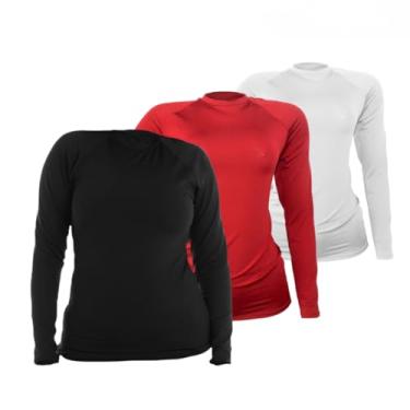 Imagem de 3 Camisetas Térmica Segunda Pele Proteção Solar UV50+ Unissex (GG, Roxo-Rosa-Vermelho)