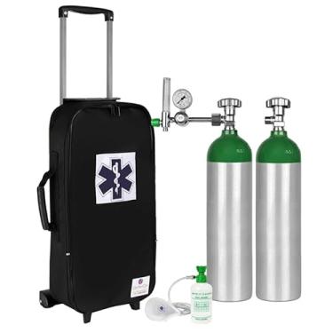 Imagem de Kit Oxigênio 3L 2 Cilindros Bolsa Com Rodinhas Preta