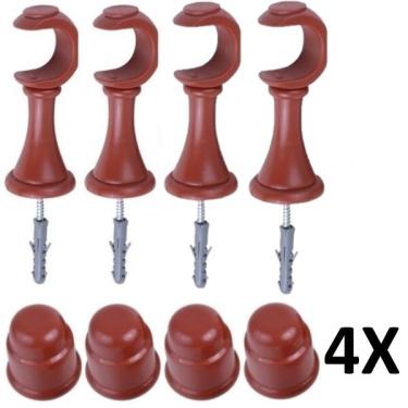 Imagem de Kit 4 Suporte Para Varão Cortina Com Ponteira 19mm Mogno