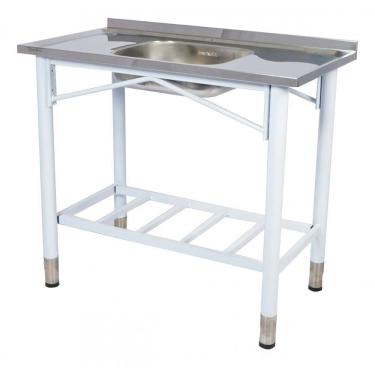 Imagem de Pia Industrial Benfati Inox 430 100x53cm Pés Pintados Concretada Paneleiro Gradeado com 1 Cuba 813GR