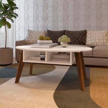 Imagem de Mesa de Centro com nicho inferior DIVA cor Off White/Cedro - Artely