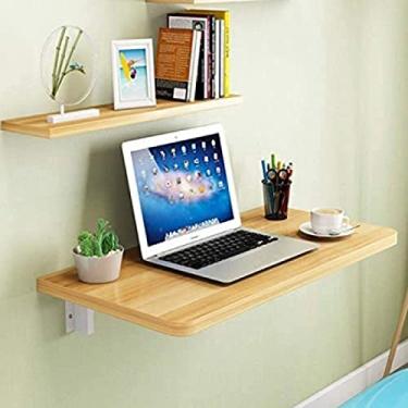 Imagem de Mesa dobrável de parede, mesa de cozinha, mesa dobrável de parede, mesa de computador, mesa de estudo simples, madeira, 80x40cm