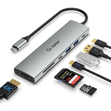 Imagem de TOTU Hub tipo C 7 em 1: 4K HDMI, 2x USB 3.0, 1x USB C PD, leitor de cartão SD/TF, 90W USB-C PD para MacBook e laptops tipo C