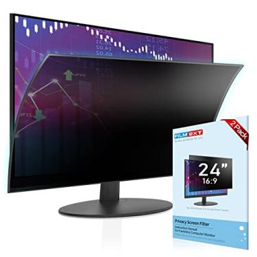 Imagem de [Pacote com 2] FilmeXT Filtro de tela removível para privacidade de computador de 24 polegadas para monitor sem moldura 16:9 – Protetor de privacidade antirriscos – Protetor de bloqueio UV de luz azul para monitor de computador com moldura fina