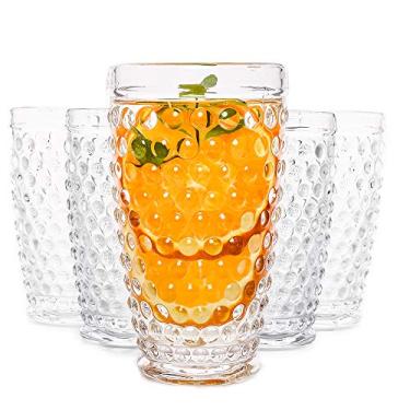 Imagem de G Hobnail Glassware Conjunto de 6 copos de bebida gelada à moda antiga, 377.0 G copos de água altos de alta qualidade para suco coquetel vinho mojito, cerveja, chá, utensílios mistos, festas,
