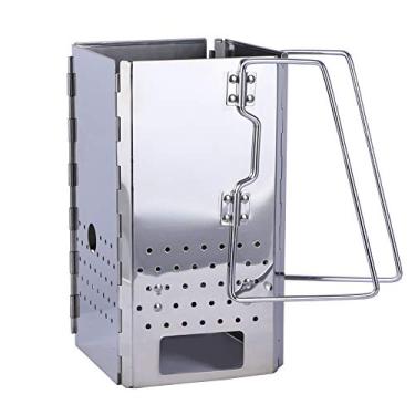 Imagem de REDCAMP Arranque de chaminé de carvão dobrável para churrasqueira a carvão para cozinhar em acampamento ao ar livre