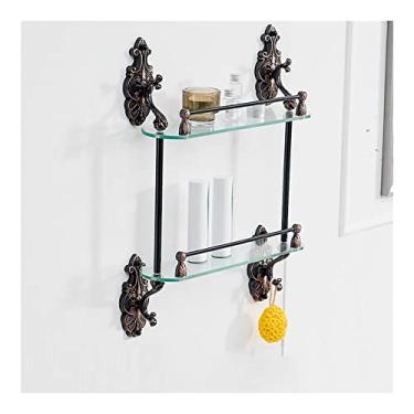 Imagem de ANNBKA Prateleiras de chuveiro prateleiras de banheiro exclusivas criativas, prateleiras de latão para banheiro prateleira de vidro temperado, toalheiro, prateleira de parede de chuveiro suporte de