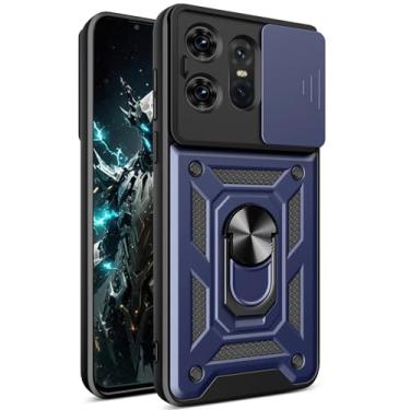 Imagem de Capa CSmall para Motorola Edge 50 Pro (não Edge 50) com capa de lente de câmera deslizante, capa de proteção à prova de choque de grau militar com suporte de anel giratório para Moto Edge 50 Pro SJ