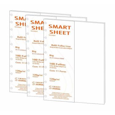 Imagem de Kit 3 Refil Caderno Inteligente 120G 100 Folhas Liso Grande