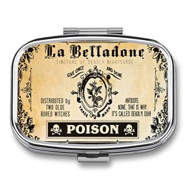 Imagem de DingRound Organizador de comprimidos de metal com 2 compartimentos, portátil, caixa compacta e portátil para guardar vitamina/tylenol/óleo de peixe/suplementos/remédios/tablet para bolsa/bolso (veneno