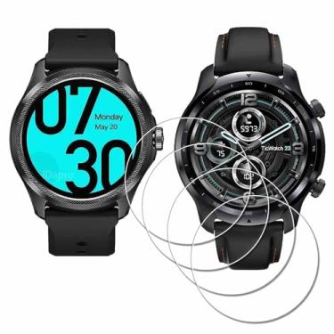 Imagem de iDaPro Protetor de tela para relógio inteligente TicWatch Pro 5/Pro 3 Ultra/TicWatch Pro3 Pro5 [pacote com 4] Vidro temperado antiarranhões e sem bolhas,
