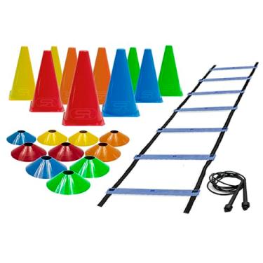Imagem de Escada + Corda +10 Pratos +10 Cones P/Treinamento Funcional