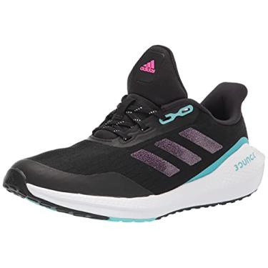 Imagem de adidas Tênis de corrida infantil unissex EQ21, Preto/Rosa Choque/Pulse Aqua, 16