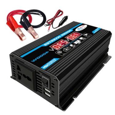 Imagem de HUIZHITENGDA 4000W Car Power Inverter, DC 12V para 220V AC Conversor de inversor de carro com 4.2A Dual USB Charging Ports e tomadas Adaptador de carro Display LED para computador portátil,12v to 220v