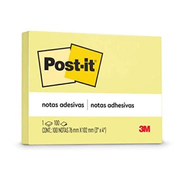 Imagem de Post-it, 3M, Bloco de Notas Adesivas, Amarelo, 76mm x 102mm, 100 folhas