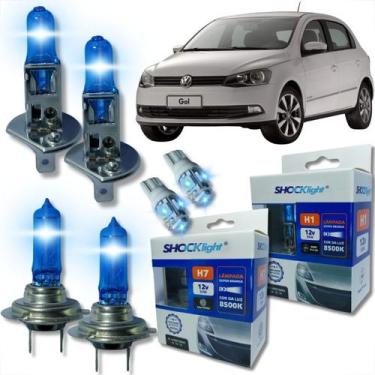 Imagem de Kit lâmpada shocklight super branca farol alto baixo e lanterna h1 h7 