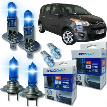 Imagem de Kit lâmpada shocklight super branca farol alto baixo e lanterna h1 h7 