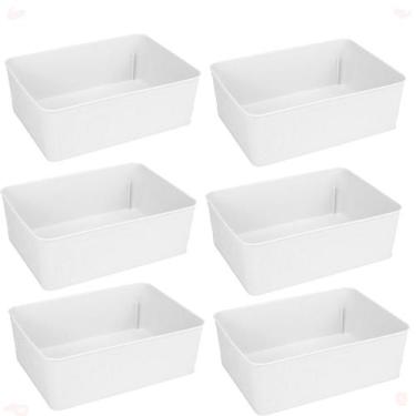 Imagem de Kit 6 Cesto Multiuso Decorativo Branco 19x13,5x6,5Cm - 123 Organizei