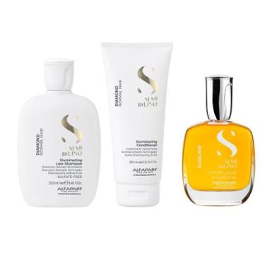 Imagem de Kit Banho de Brilho Alfaparf Semi Di Lino Diamond Pequeno - Alfaparf M
