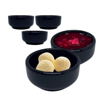 Imagem de Kit 10 Mini Manteigueira individual para Restaurante porcelana Preta 6