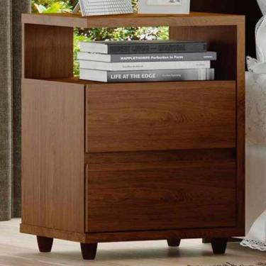 Imagem de Mesa de Cabeceira Lacy 2 Gavetas Flex Castanho Hp - Henn