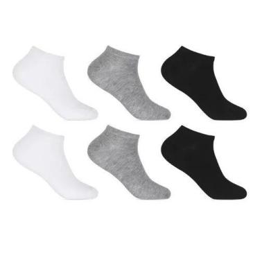 Imagem de Jogo Com 3 Pares Meias Soquete Unissex Branca Cinza Preto - Altomax 