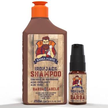 Imagem de Kit Shampoo Esfoliante + Óleo para Barba Ironjack Barba Forte