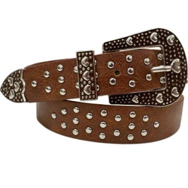 Imagem de Cinto Country Unissex Cowboys Metal Bolinhas Zx-m-10 - shr, Café