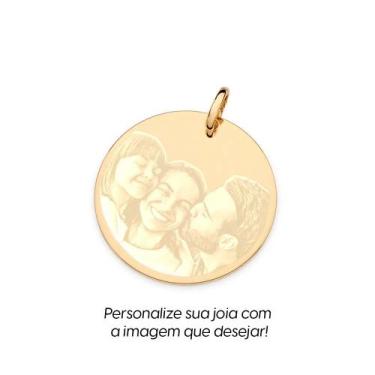 Imagem de Pingente rommanel unissex banhado ouro 18k redondo personalizável foto