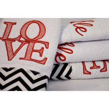 Imagem de Jg De Banho Noblesse Luxo Bordado Love  5pecas Cor Branco Chevron - TH
