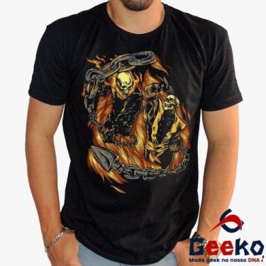 Imagem de Camiseta Mortal Kombat 100% Algodão Scorpion Geeko, Preto gola careca,
