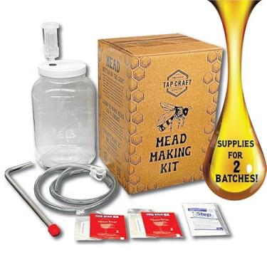 Imagem de TAPCRAFT - Kit de fabricação de hidromel com fermentador reutilizável de 1 galão de boca larga - Kit de fermentação de 2 lotes - Faça seu próprio vinho de mel em casa - Ótima ideia de presente DIY