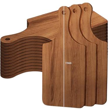 Imagem de Tábua de cortar a granel, 12 peças, tábua de cortar madeira, gravação a laser, tábuas de charcutaria para presente personalizado de Dia das Mães, casamento, inauguração de casa (com alça, acácia)