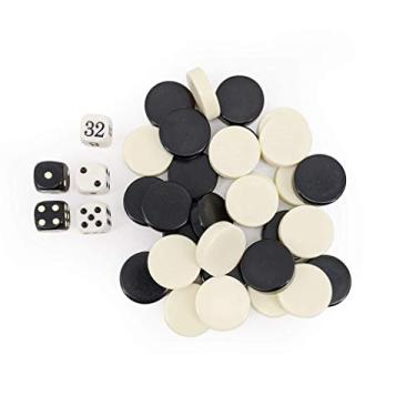 Imagem de Sondergut Pedras de jogo de gamão deluxe – peças de reposição – tamanho regulável 1 polegada (2,5 cm) damas, pedras de melamina, balcões - para jogos de viagem, tabuleiros de jogo padrão, etc