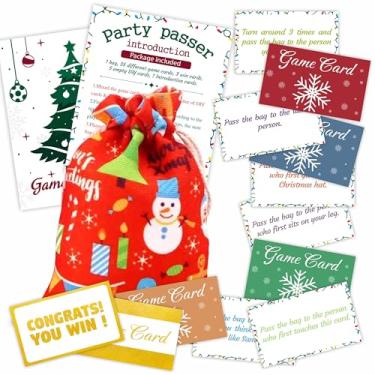 Imagem de YKYENR Christmas Red Pass The Bag Game - 44 Game Cards & 1 Pass Bag in Total - Party Game for Adult, Holiday Group Activity & Gathering Prize Game - Home & Office Party Favor & Supplies - A03