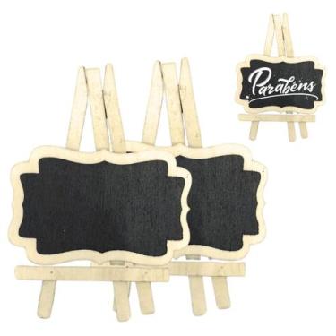 Imagem de 2 Lousas Quadro Decorativo Com Tripé para Recados 12cm - Brafesty