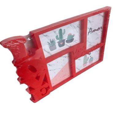 Imagem de Porta Retrato Para Fotos Personalizado Com Apoio 10x15cm 4 Fotos Decoração Família