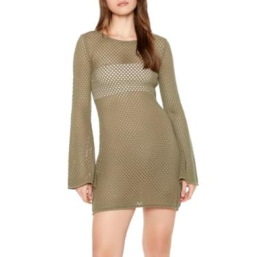 Imagem de Forever 21 Minivestido feminino de crochê transparente, Oliva Claro, G