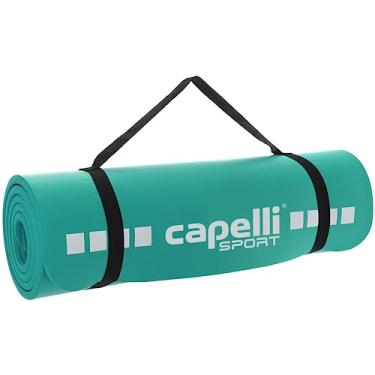 Imagem de Capelli Sport Tapete de ioga antiderrapante, espuma de EVA para fitness e treino com alça de transporte, azul-petróleo, 1,27 cm de espessura