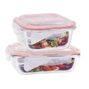 Imagem de Kit 2 Potes Herméticos Marmita Vidro Papinha 640ml e 520ml - U4home, V