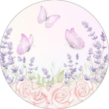 Imagem de Painel De Festa Redondo 1,50x1,50 - Jardim de Lavanda Aquarela 027 - V