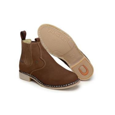 Imagem de Bota Chelsea Masculina Couro Elástico Dia a Dia Conforto - Zebu, Marro