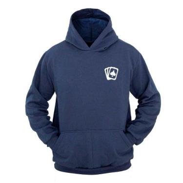 Imagem de Moletom Masculino Canguru Ragor Estampa Cartas Baralho Capuz, GG, Azul