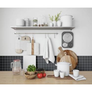 Imagem de Papel De Parede Adesivo Azulejo Pastilha Preto Cozinha 2,80m - PlimSho