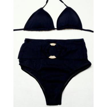 Imagem de Biquini cortininha c/ bojo cintura alta hot pants com argola - Tropica